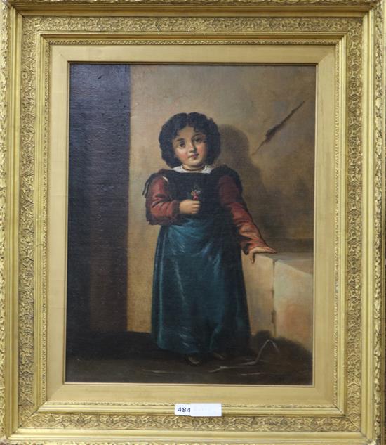 19th century Continental School, oil on canvas, Portrait of a child, 53 x 41cm.